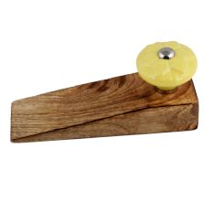 2 Pieces Yellow Wheel Flower Ceramic Wooden Door Stopper